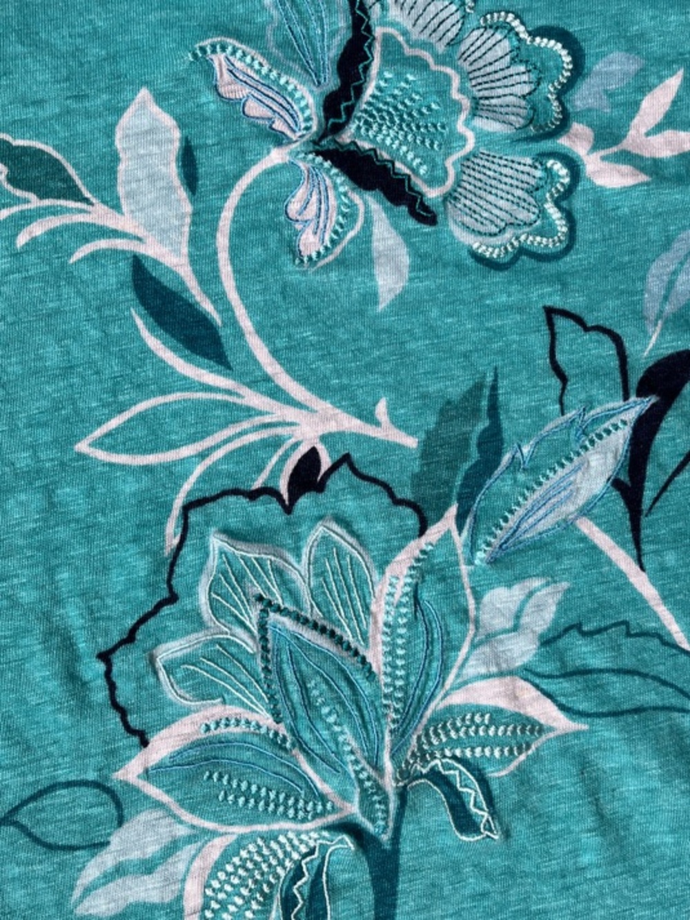 Chico's Turquoise Embroidered Linen top - Size XXL - Picture 4 of 7